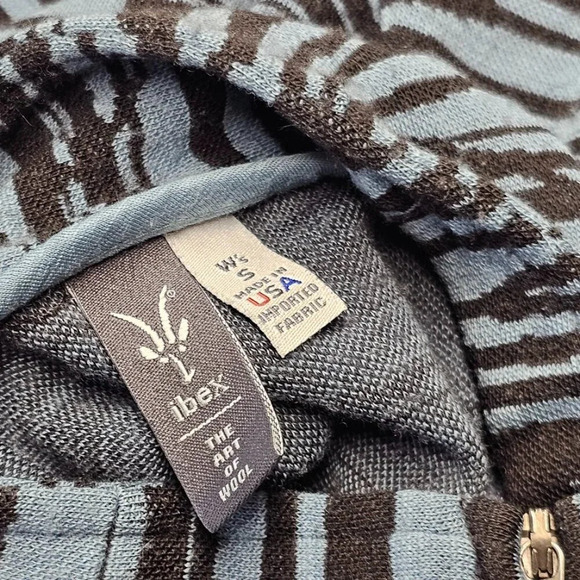 Ibex Womens Juliet Zip Up Tunic Sweater Size Small Blue Black Wool Pockets - Picture 6 of 7